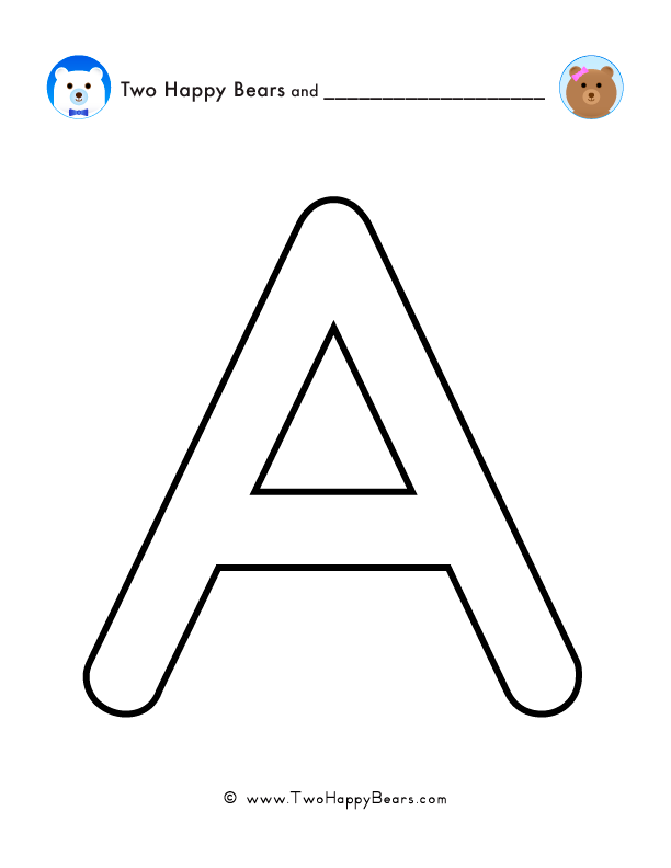 Print and color a very large uppercase letter A to use for spelling words or your name, and decorating.