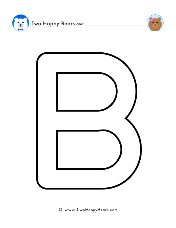 Coloring pages for words that start with the letter B, for preschool and kindergarten.