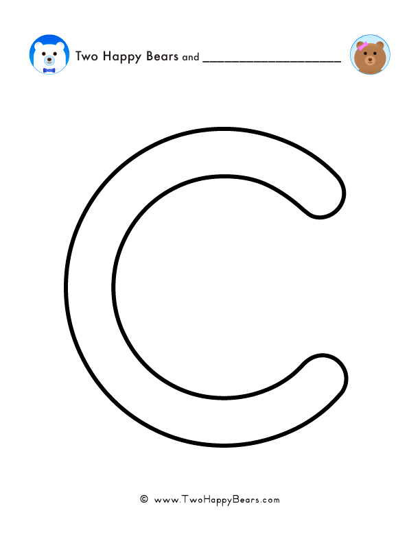 Print and color a very large uppercase letter C to use for spelling words or your name, and decorating.