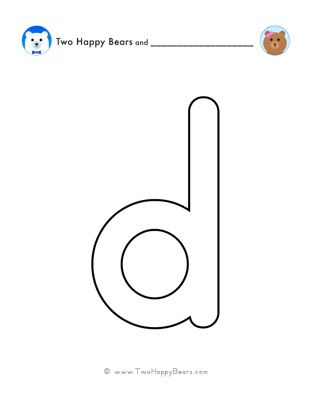 Print and color a very large lowercase letter D to use for spelling words or your name, and decorating.