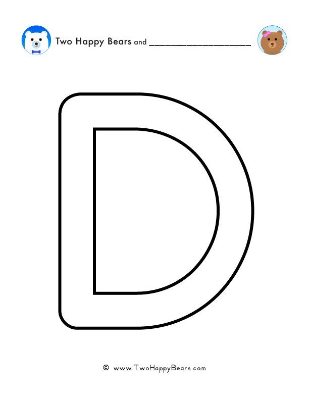 Print and color a very large uppercase letter D to use for spelling words or your name, and decorating.