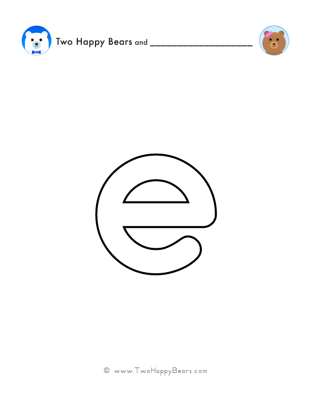 Print and color a very large lowercase letter E to use for spelling words or your name, and decorating.