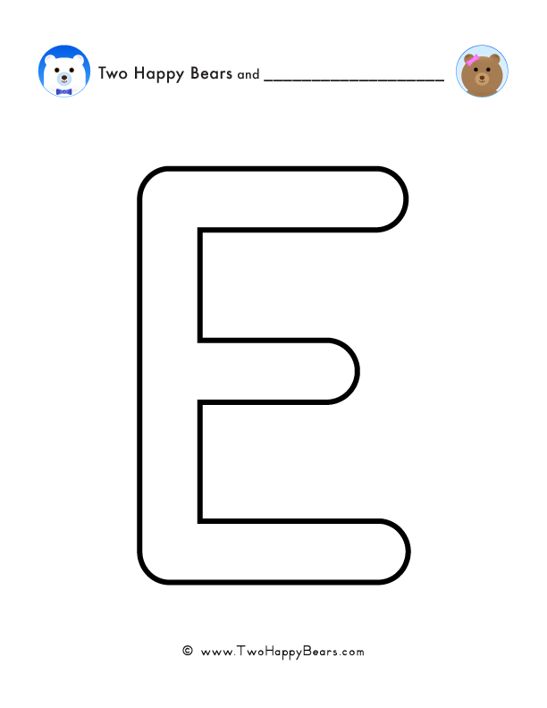 Coloring pages for words that start with the letter E, for preschool and kindergarten.