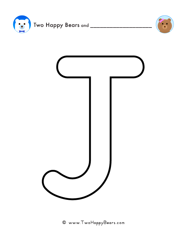 Print and color a very large uppercase letter J to use for spelling words or your name, and decorating.