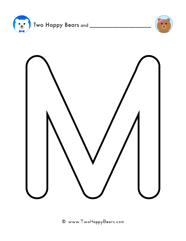 Print and color a very large uppercase letter M to use for spelling words or your name, and decorating.