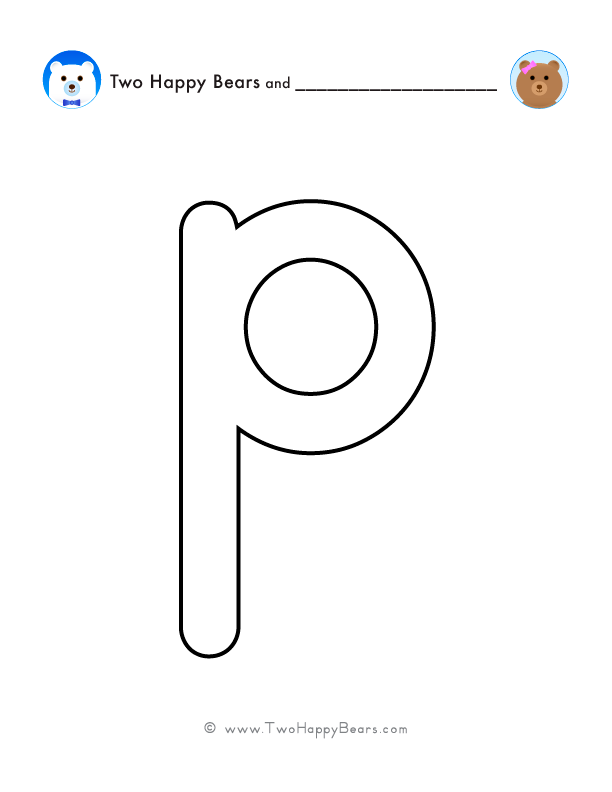 Print and color a very large lowercase letter P to use for spelling words or your name, and decorating.
