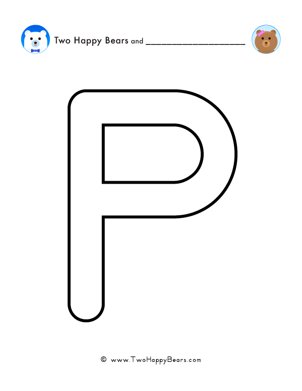 Print and color a very large uppercase letter P to use for spelling words or your name, and decorating.