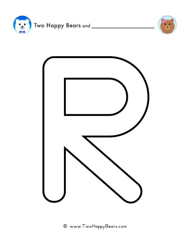 Print and color a very large uppercase letter R to use for spelling words or your name, and decorating.