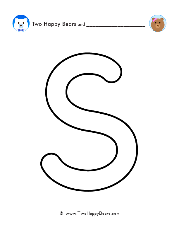 Print and color a very large uppercase letter S to use for spelling words or your name, and decorating.