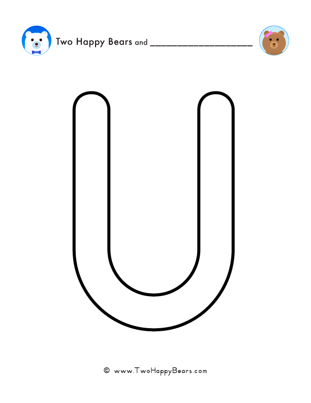 Print and color a very large uppercase letter U to use for spelling words or your name, and decorating.