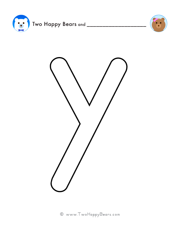 Print and color a very large lowercase letter y to use for spelling words or your name, and decorating.