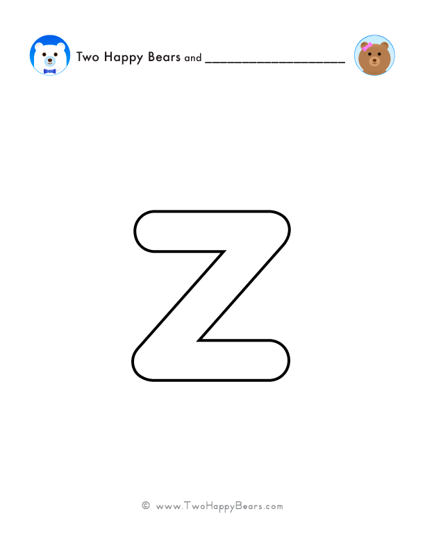 Print and color a very large lowercase letter Z to use for spelling words or your name, and decorating.