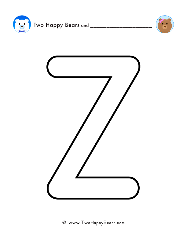 Print and color a very large uppercase letter Z to use for spelling words or your name, and decorating.