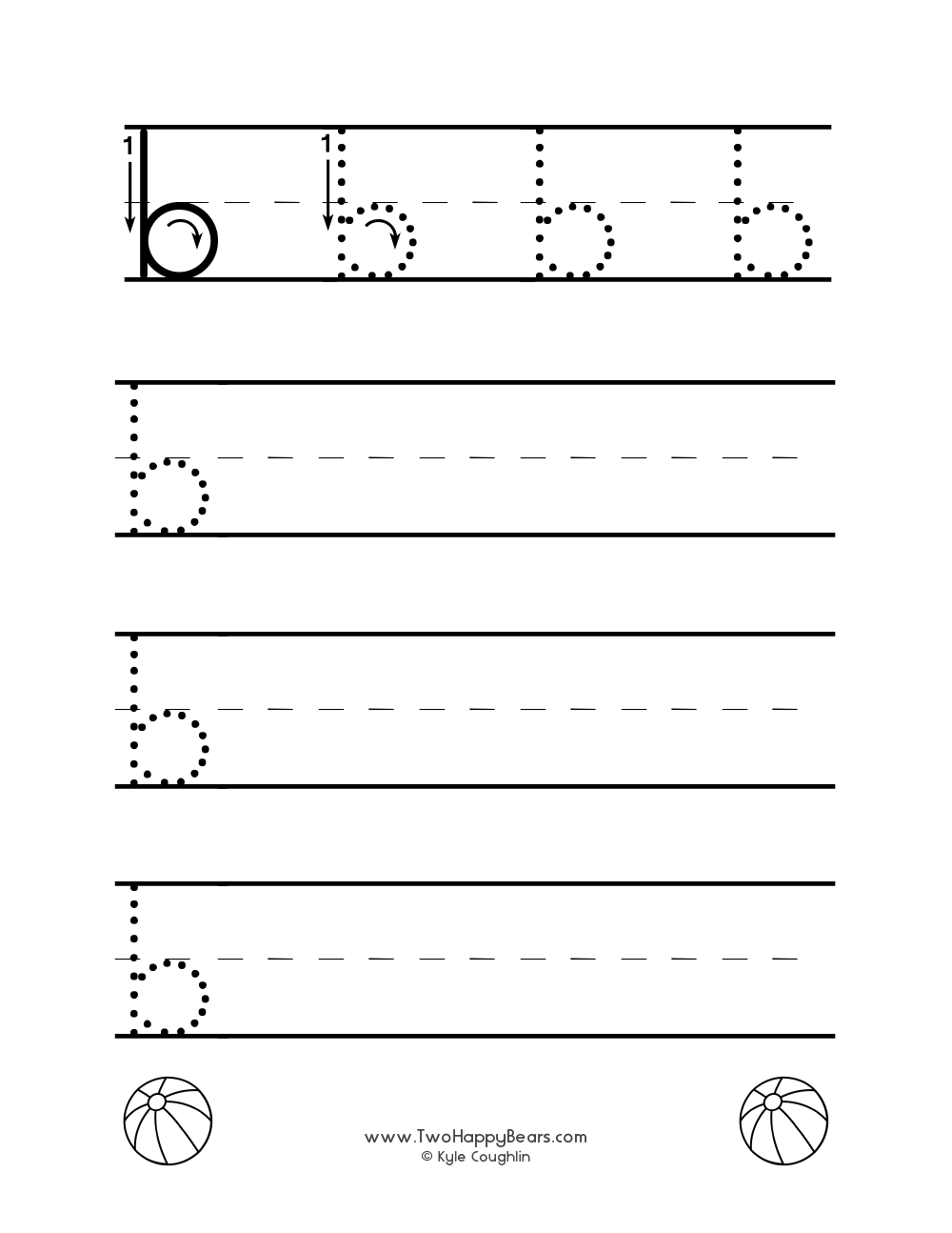 Lowercase letter B worksheet for tracing and drawing