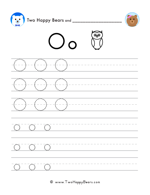 Trace and write the letter O in uppercase and lowercase with this free printable PDF.
