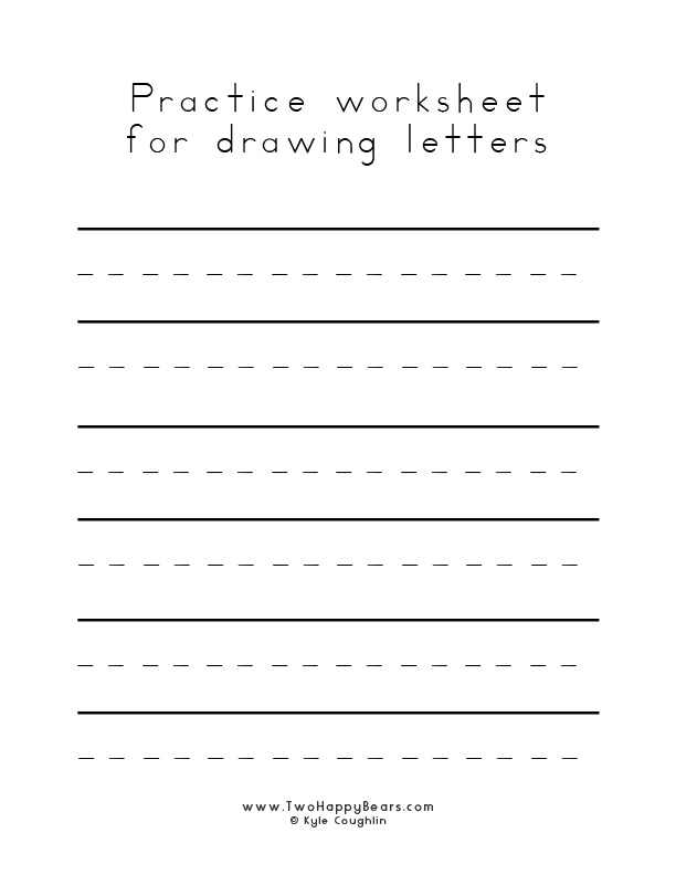 Free blank printable PDF worksheets with guided lines to practice writing letters.