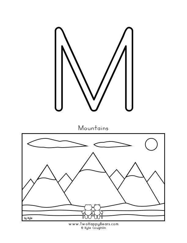 Color the letter M free printable PDF