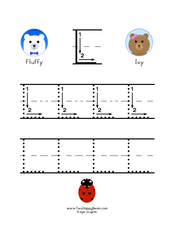Free printable PDF with large uppercase letter L to trace, with guided arrows and numbers.