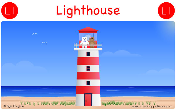 The Two Happy Bears visit a lighthouse while learning the letters of the alphabet.