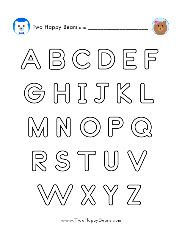 Color every letter of the alphabet in uppercase with this free, printable PDF.