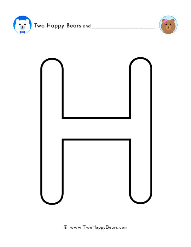 Coloring pages for words that start with the letter H, for preschool and kindergarten.