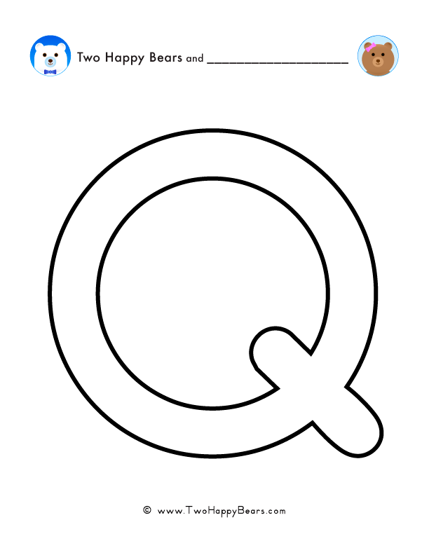 Coloring pages for words that start with the letter Q, for preschool and kindergarten.