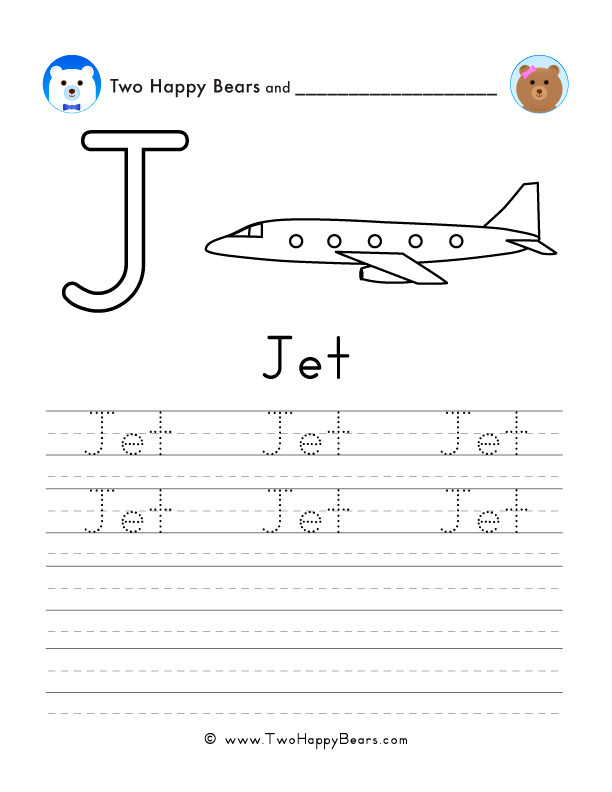 Free worksheets to trace, write, and color words that start with the letter J - free printable PDFs.