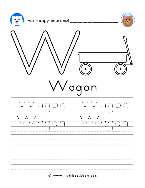 Free printable worksheets for tracing, writing, and coloring words that start with letter W.