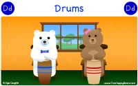 Drum starts with the letter D.