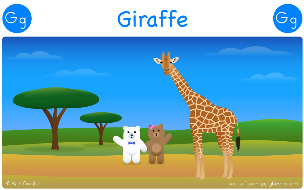 The bears visited Gina the giant giraffe.