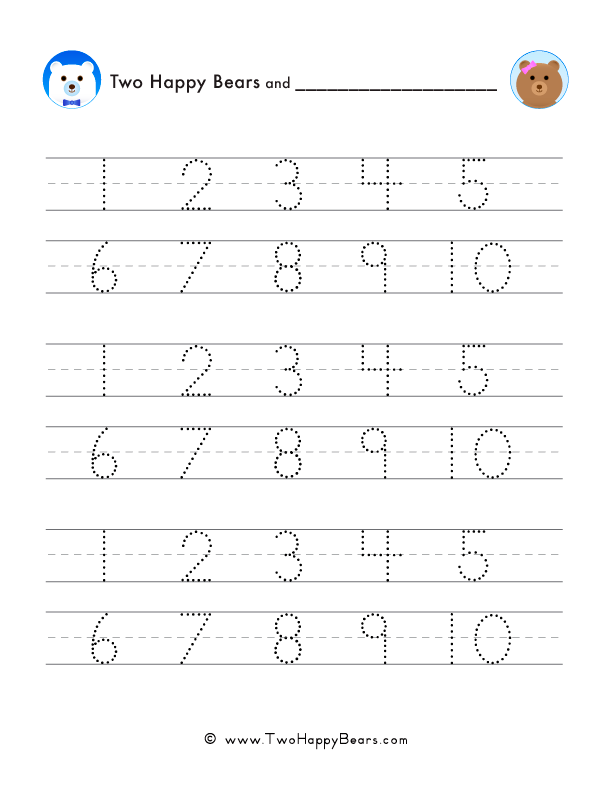 Trace the numbers from one to ten in order, with this simple tracing worksheet. Free PDF.