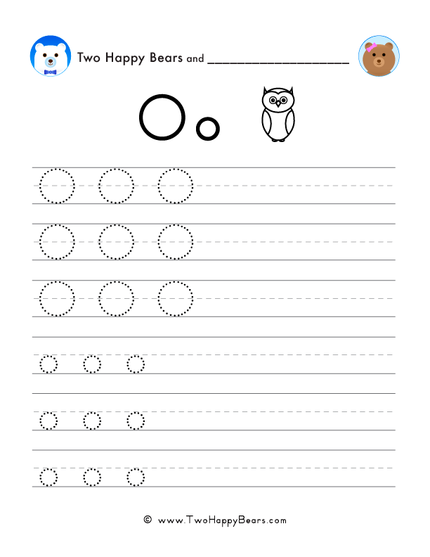 Tracing and writing worksheets for the letter O, for preschool and kindergarten.