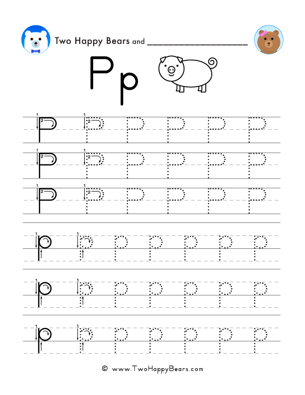 Free printable worksheets for tracing the letter P.