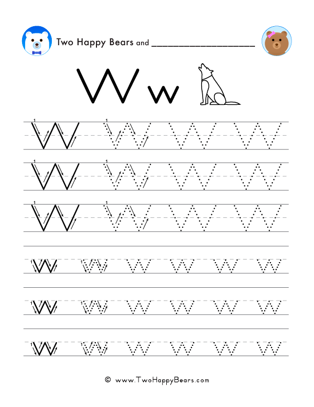 Free printable worksheets for tracing the letter W.
