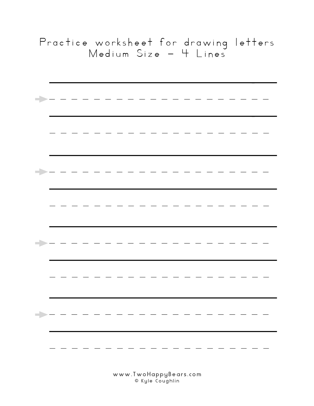 Medium line blank worksheets for drawing letters
