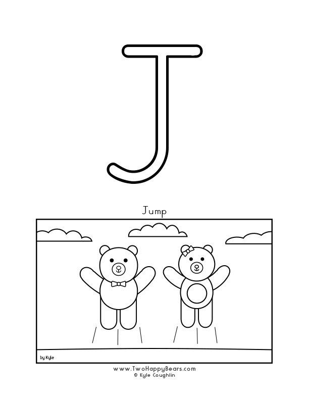 Color the letter J free printable PDF