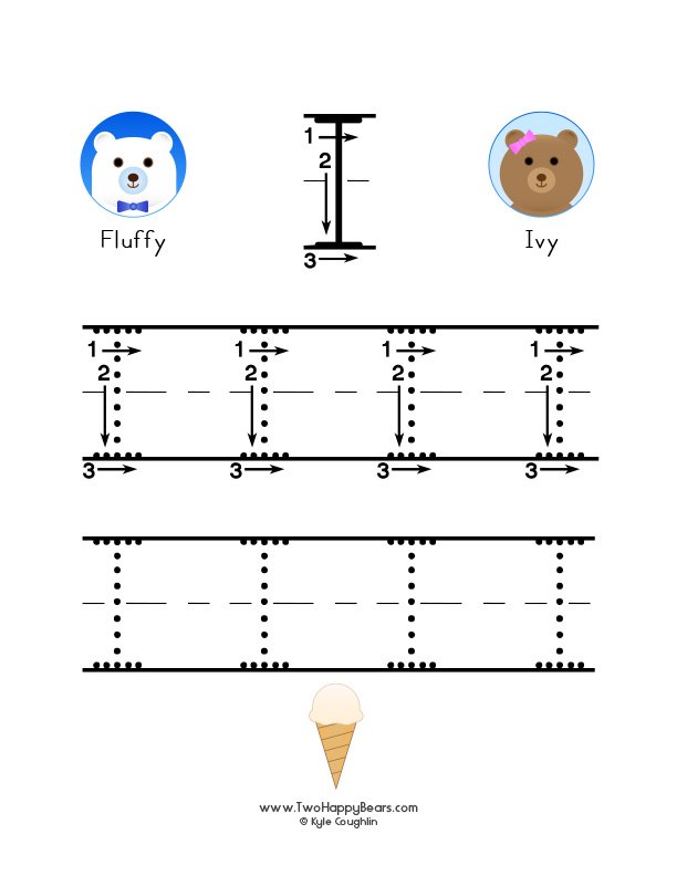 Large uppercase letter I that you can trace