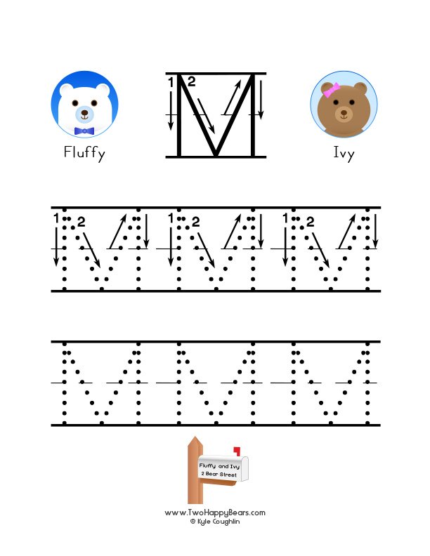 Large uppercase letter M that you can trace