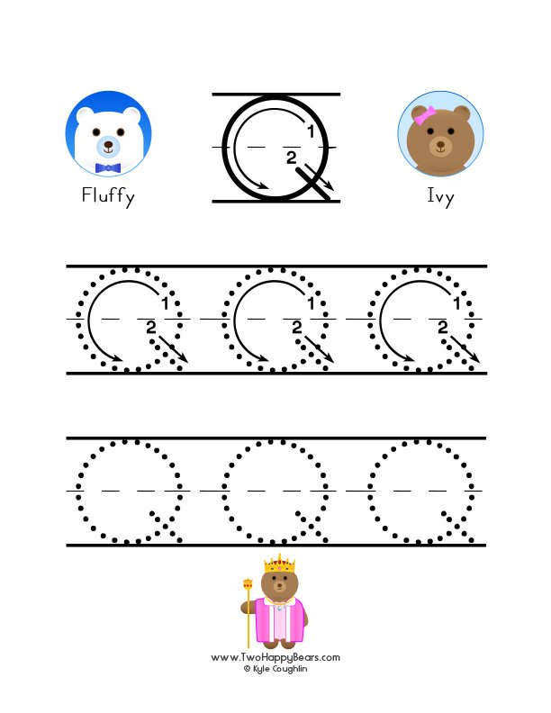 Large uppercase letter Q that you can trace